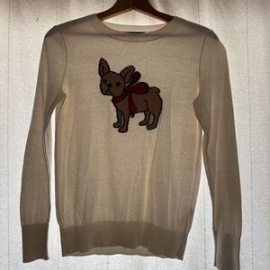 Banana Republic Cream Sweater with French Bulldog Design